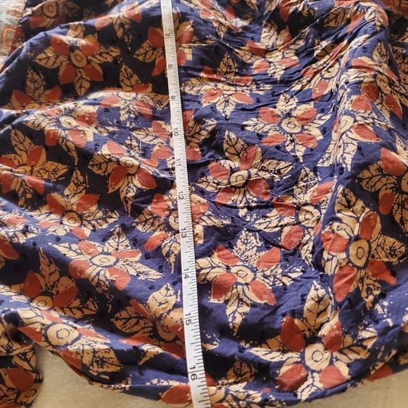 Free People Indigo Combo Long Bell Sleeve Maxi Sz. L Dress - Picture 13 of 15